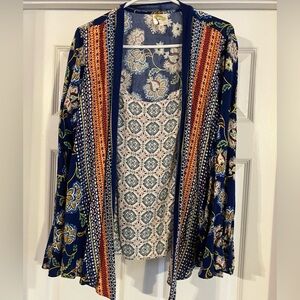 Fig & Flower Open Front Attached Tank Top Cardigan XL